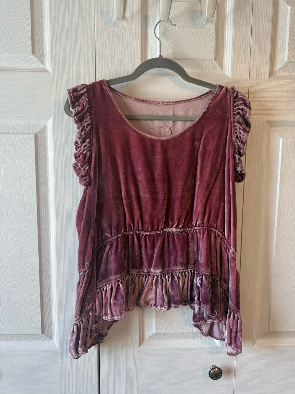 Magnolia Pearl Velvet Ruffle Tunic in Mauve